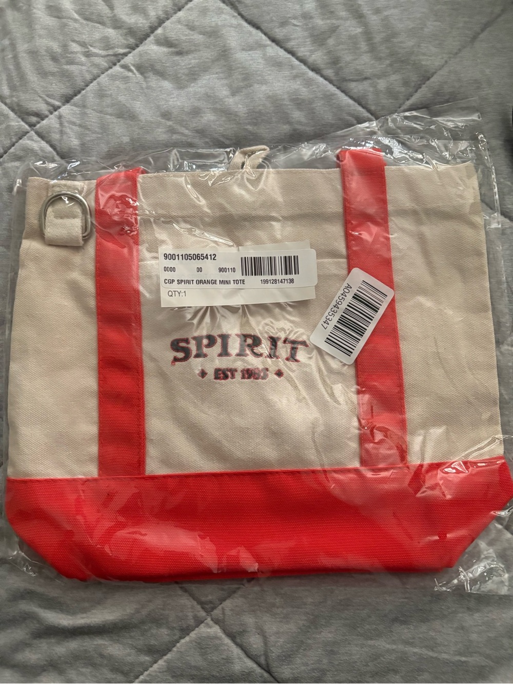 Spirit Canvas Mini Tote in Cream with Orange Accents